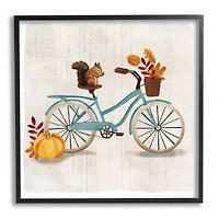 Stupell Industries Squirrel on Blue Bicycle Autumn Foliage Basket in Frame Wall Art