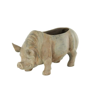 16" Distressed Light Brown Pig Planter