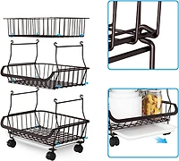 Black 3-Tier Rolling Stackable Utility Cart