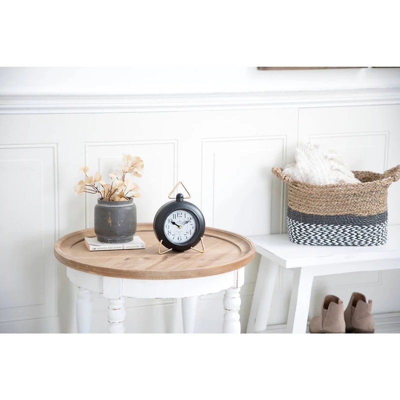 9" Black Metal Farmhouse Table Clock