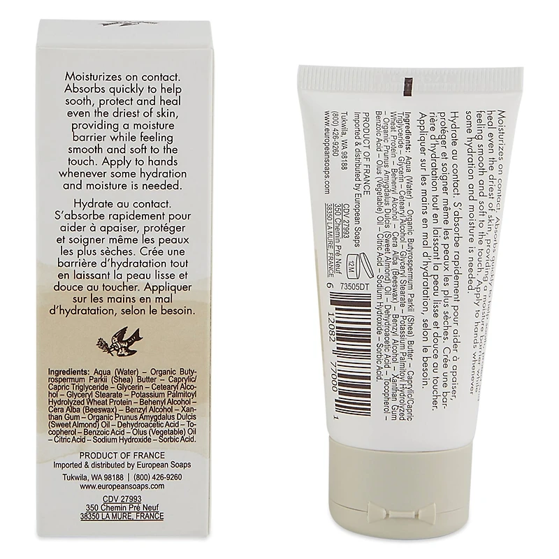European Soaps Unscented De La Terre Hand Cream, 50mL
