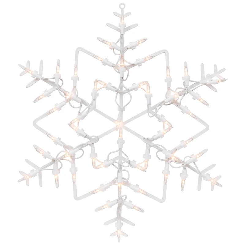 16" White Lighted Snowflake Christmas Window Silhouette Decoration