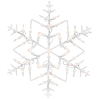 16" White Lighted Snowflake Christmas Window Silhouette Decoration