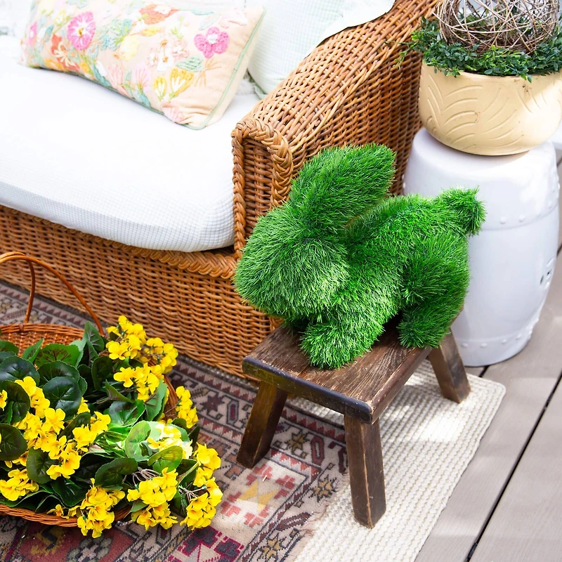 14in. UV Resistant Artificial Grass Garden Plush Topiary Bunny Rabbit (Indoor/Outdoor)