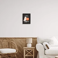 Stupell Industries Happy Halloween Smiling Ghost Pumpkin Framed Giclee Art