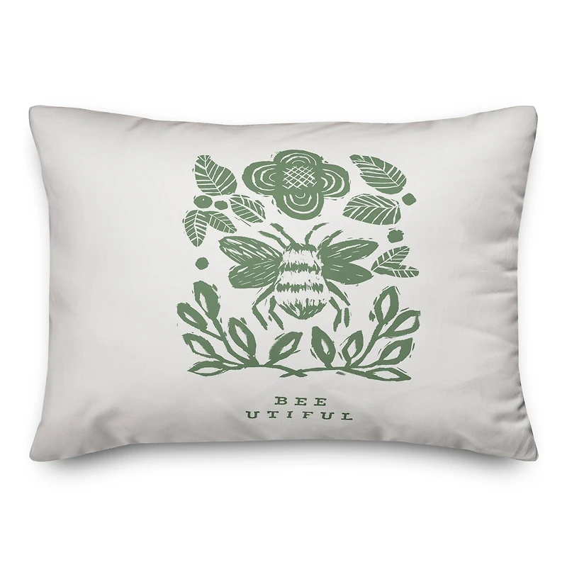 Bumblebee And Leaves Yellow 14" x 20" Throw Pillow