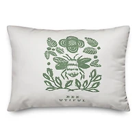 Bumblebee And Leaves Yellow 14" x 20" Throw Pillow