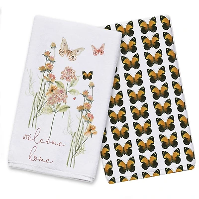Welcome Home Butterflies Tea Towel - Set of 2