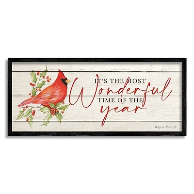 Stupell Industries Most Wonderful Time Cardinal Framed Giclee Art
