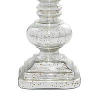 14" Silver Glass Traditional Candle Holder