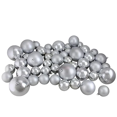 50ct. Silver Splendor Shatterproof 2-Finish Christmas Ball Ornaments