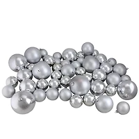 50ct. Silver Splendor Shatterproof 2-Finish Christmas Ball Ornaments