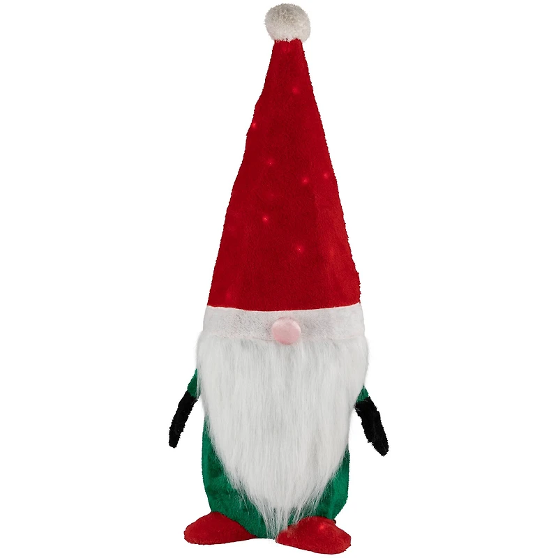 35" Lighted Red & Green Christmas Gnome Yard Decoration