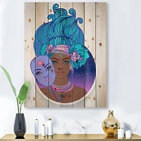Designart - Portrait of Afro American Woman With Blue Hair II