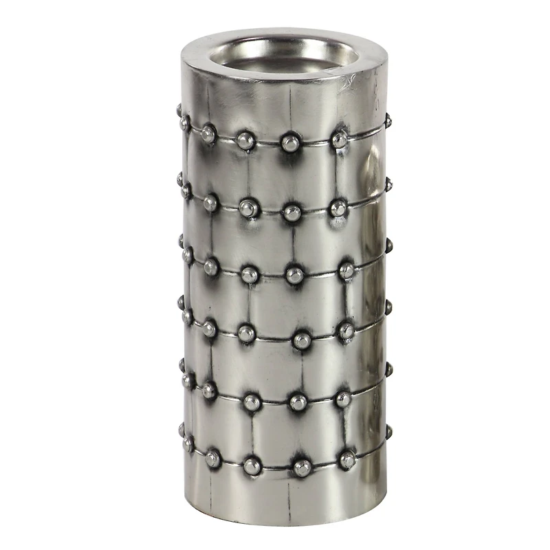 Silver Metal Industrial Candle Holder Set