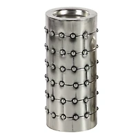 Silver Metal Industrial Candle Holder Set