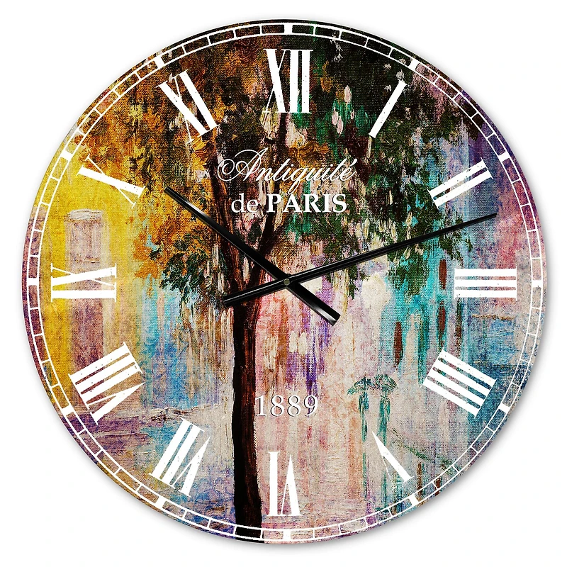 Designart 'Couple Walking In Rain French Country Wall Clock