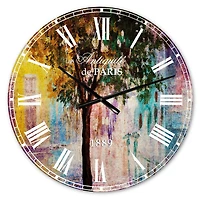Designart 'Couple Walking In Rain French Country Wall Clock