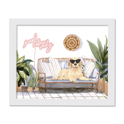 Good Vibes Only Puppy 1 11" x 14" White Framed Print Under Plexiglass