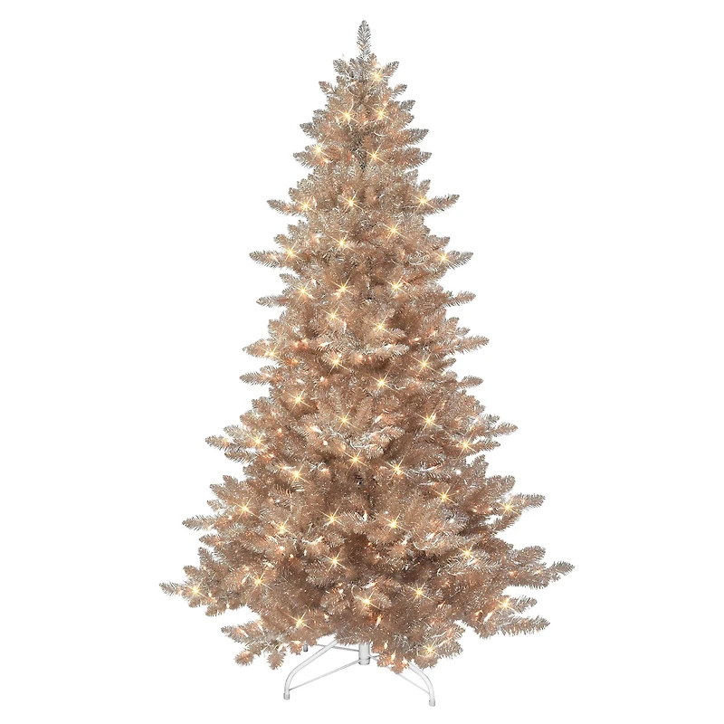 6.5ft. Pre-Lit Rose Gold Spruce Artificial Christmas Tree, Clear Lights