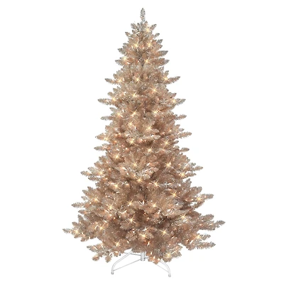 6.5ft. Pre-Lit Rose Gold Spruce Artificial Christmas Tree, Clear Lights
