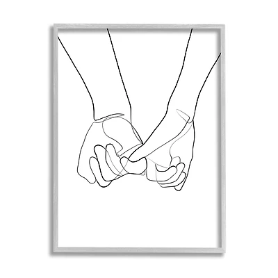 Stupell Industries Fluid Line Abstract Couple Holding Hands Wall Art in Frame