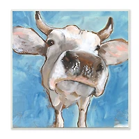 Stupell Industries Close Up White Cattle Farm Animal Portrait,12" x 12"