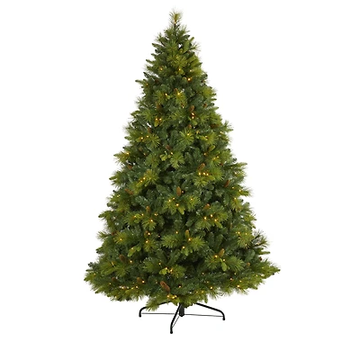 7.5ft. Pre-Lit North Carolina Mixed Pine Artificial Christmas Tree, Warm White LED Lights
