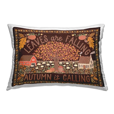 Stupell Industries Leaves Falling on Brown Outdoor Printed Pillow