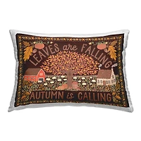 Stupell Industries Leaves Falling on Brown Outdoor Printed Pillow