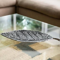 16" Antique Leaf Decorative Accent Tray