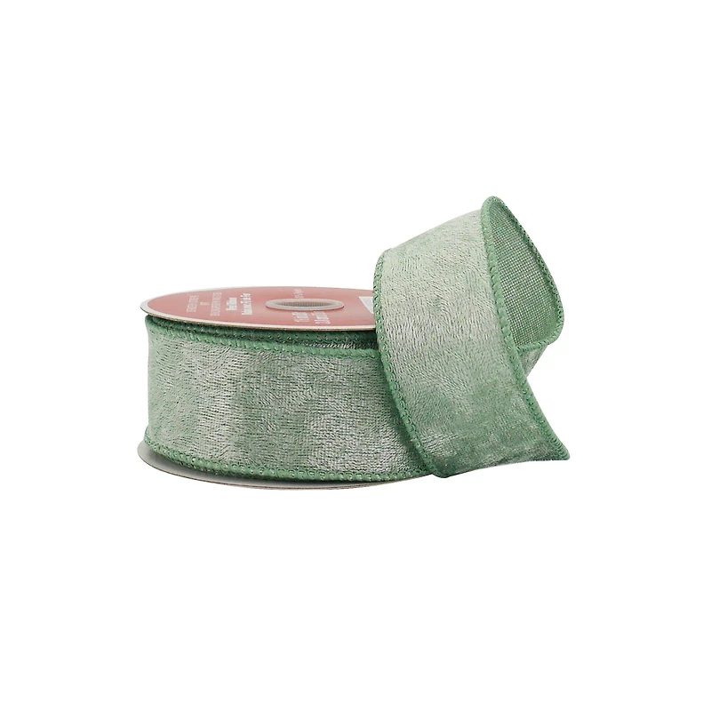 1.5" x 25ft. Sage Wired Velvet Ribbon by Celebrate It®