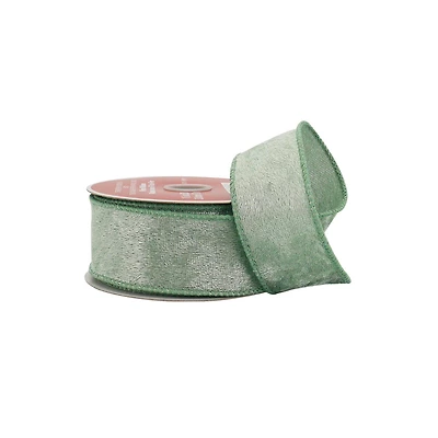 1.5" x 25ft. Sage Wired Velvet Ribbon by Celebrate It®
