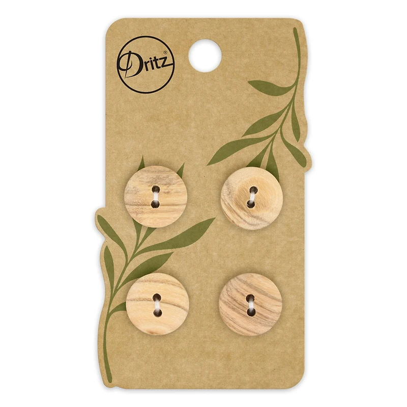 Dritz® 15mm Beige-Camel Sustainable Wood Round Button, 12ct.