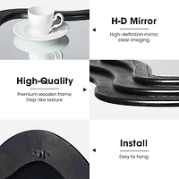 Glitzhome® 33.5" Modern Black Triple Wood Frame Wavy Wall Mirror