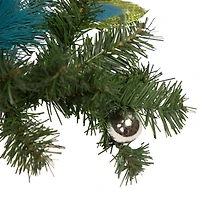 Pre-Decorated Peacock Feathers & Poinsettias Artificial Garland, Unlit