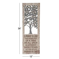 Beige Farmhouse Tree Metal Wall Decor, 36" x 12"