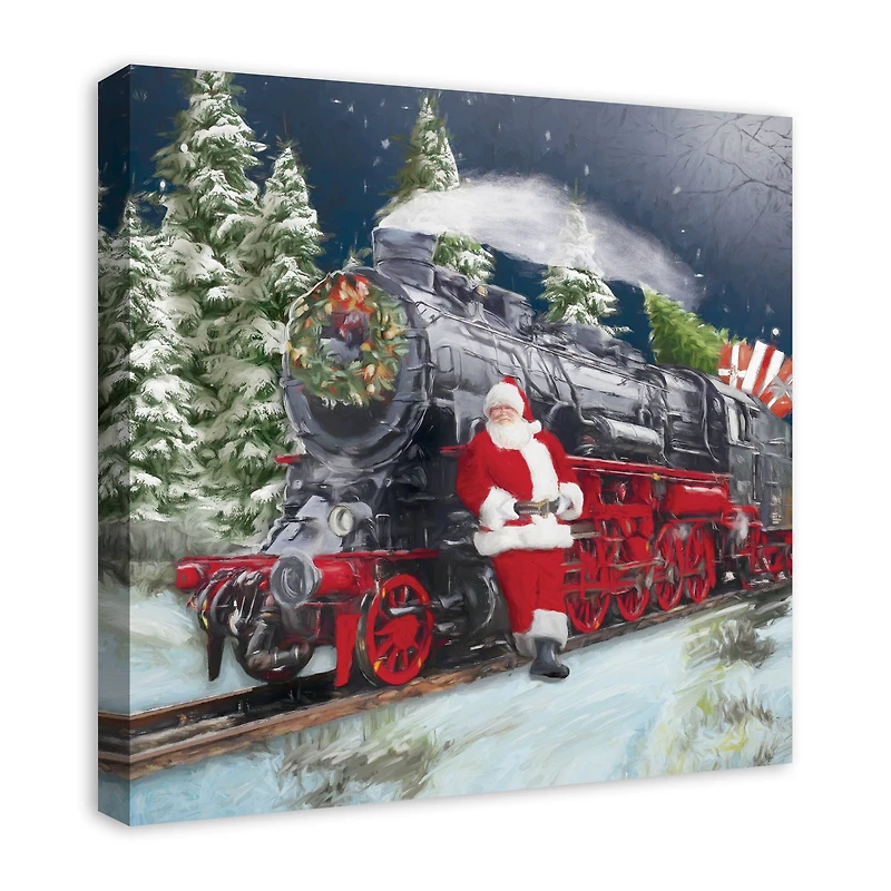 Train Santa 24" x 24" Canvas Wall Art