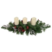 32" Frosted Pine Cone & Berries Artificial Christmas Candle Holder Centerpiece