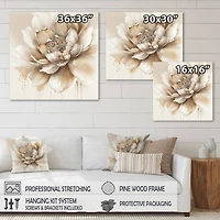 Designart 'Blooming Beige Floral Design III' Floral & Botanical Framed Canvas Wall Art