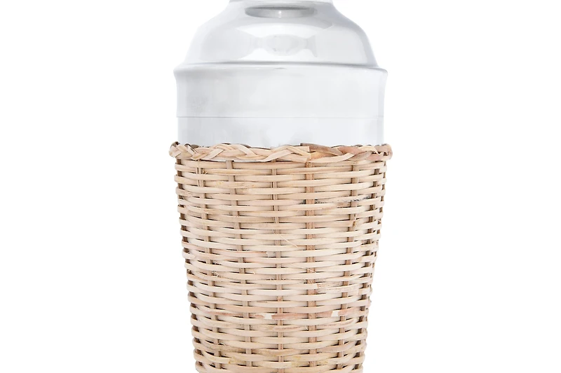 Hello Honey® 17 oz. Stainless Steel Cocktail Shaker with Woven Rattan Sleeve