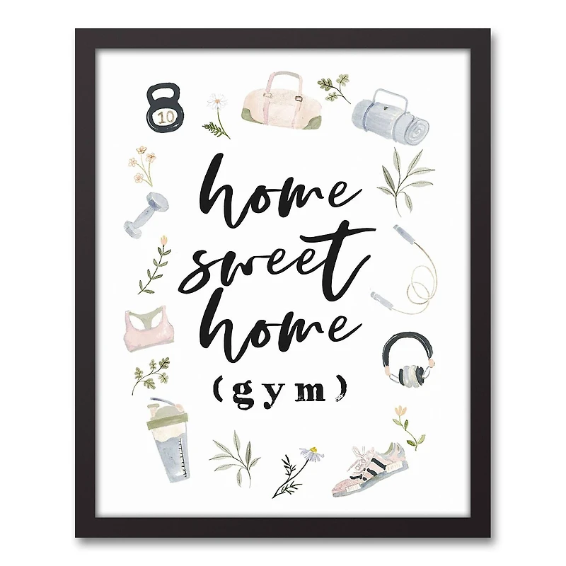 Home Sweet Home Gym 16" x 20" Black Framed Canvas