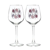 12oz. Mr. & Mr. Floral Wine Glass Set