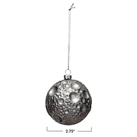 Hello Honey® 2.75" Silver Round Glass Moon Ornament with Glitter