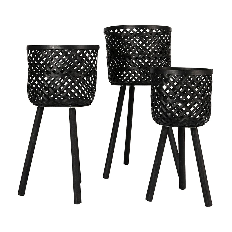 Hello Honey® Black Woven Bamboo Basket Set