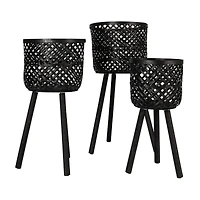 Hello Honey® Black Woven Bamboo Basket Set