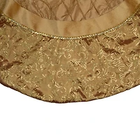 72" Gold Quilted Christmas Tree Skirt with Iridescent Sequins