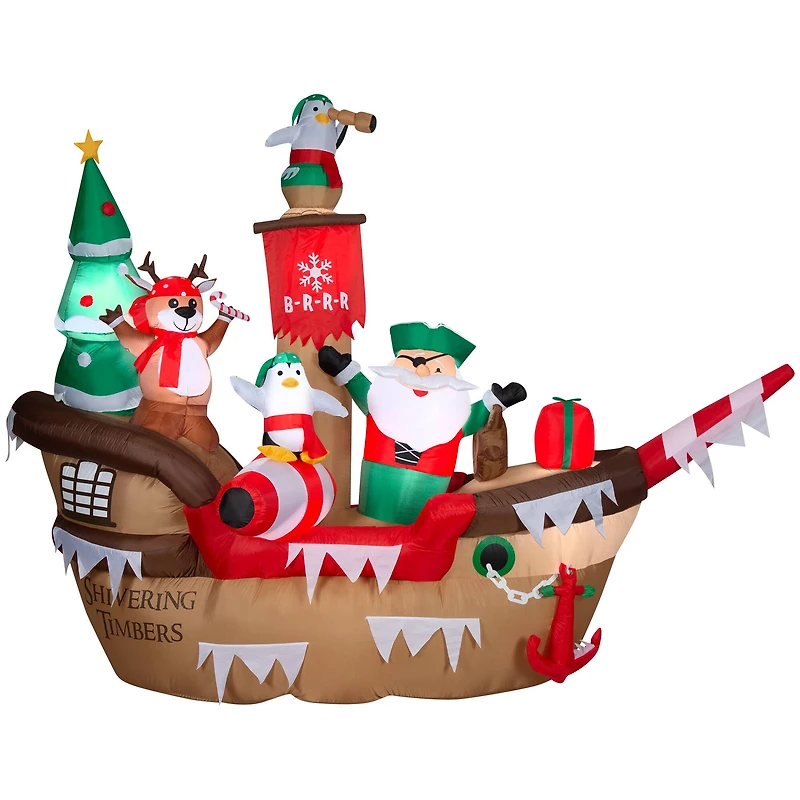 10ft. Airblown® Inflatable Giant Christmas Pirate Ship