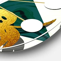 Designart 'Golden Foliage V Mid-Century Modern Wall Clock