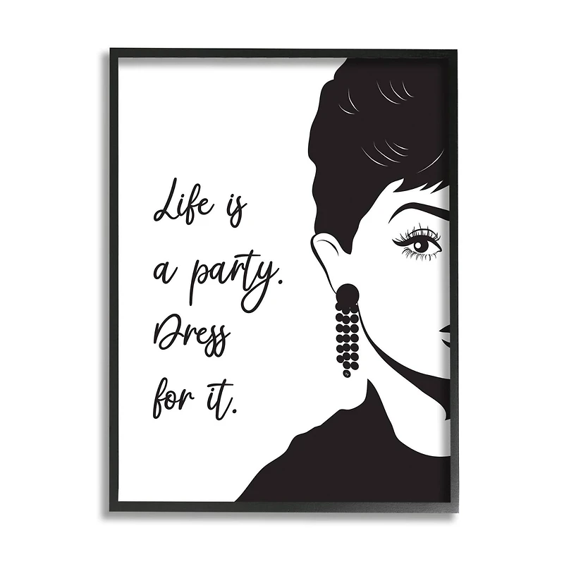 Stupell Industries Life's a Party Audrey Wall Art in Black Frame